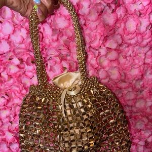Gold Beaded Evening Bag - Women